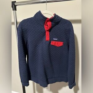 Patagonia Cotton Quilted Navy and Red Pullover